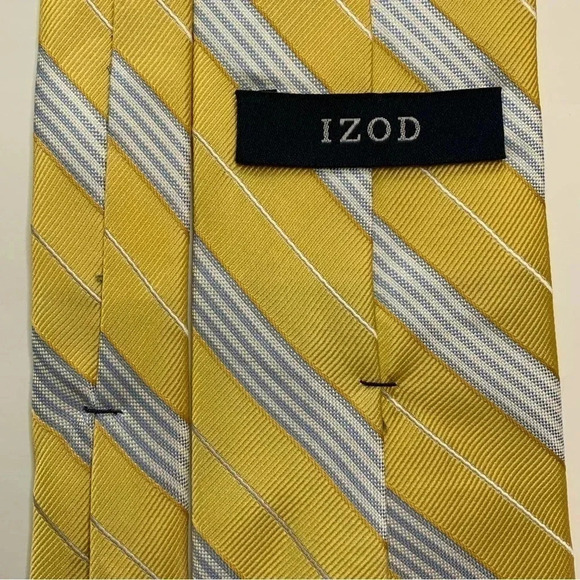 IZOD Yellow Woven Silk Stripe Tie - Picture 8 of 11